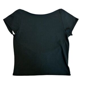 Ripe black ribbed short cap sleeve open back top stretchy streetwear casual XL